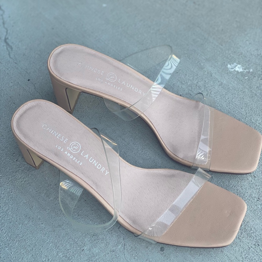 Chinese laundry transparent strap heels